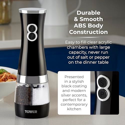 Tower Duo Electric Salt/Pepper Mill, Black - Image 3