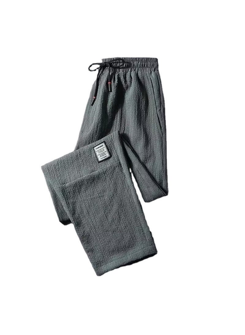 Generic - Summer Ice Silk Linen Casual Mens Trousers K145 Black - Image 1