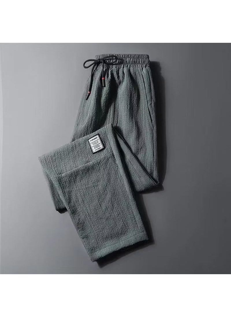 Generic - Summer Ice Silk Linen Casual Mens Trousers K145 Black - Image 1