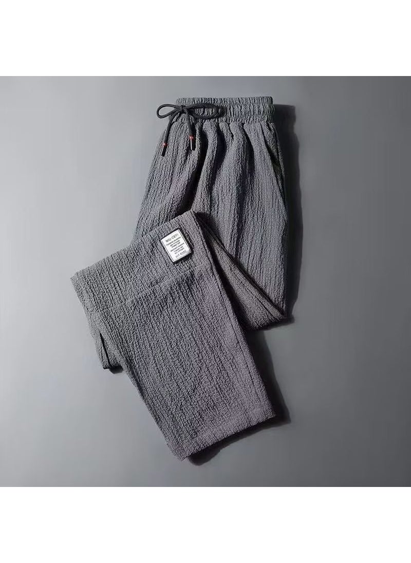 Generic - Summer Ice Silk Linen Casual Mens Trousers K145 Black - Image 1