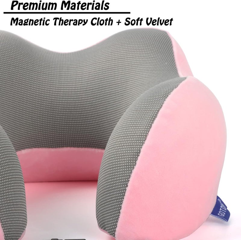 GOTDYA Travel Pillow - 100% Pure Memory Foam Neck Pillow for Airplane, Car, Office & Home Use - Pink - Image 4
