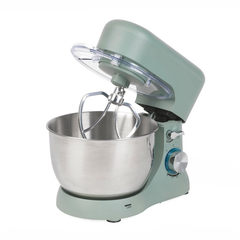 Progress EK5234PTEAL Go Bake Stand Mixer Large Electric Whisk with 4L Stainless Steel Bowl 8 Speeds and Pulse Function Mixing Beater Dough Hook and Whisk Attachments Splash Guard 1300W Teal