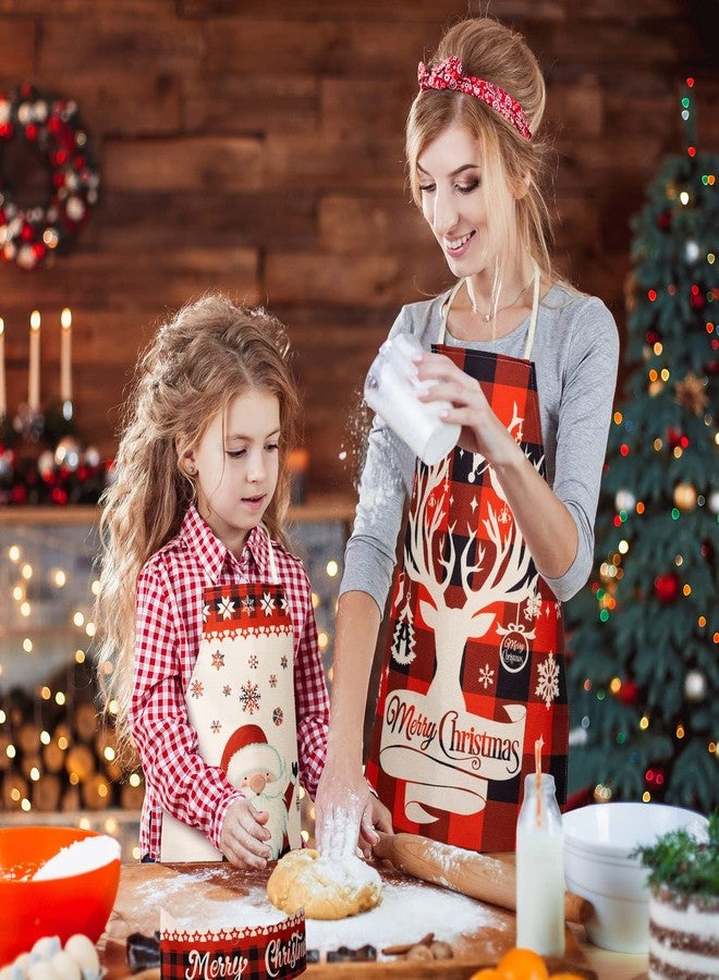 Foaincore 10 Pcs Christmas Kitchen Aprons Christmas Buffalo Plaid Aprons Cooking Apron Xmas Santa Apron Xmas Kitchen Decorations for Cooking, BBQ (Vibrant) - Image 4