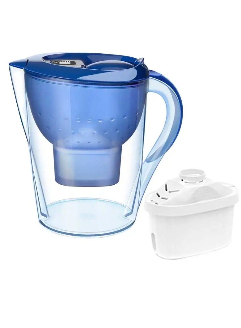 AROAQ Household Water Filter, 3.5L Dispenser Pitcher Mineral Alkaline Water Ionizer Water Filter, Non Toxic Alkaline Activated Carbon Water Purifier And Timer, ( Blue With 1 Filter)  - Image 1