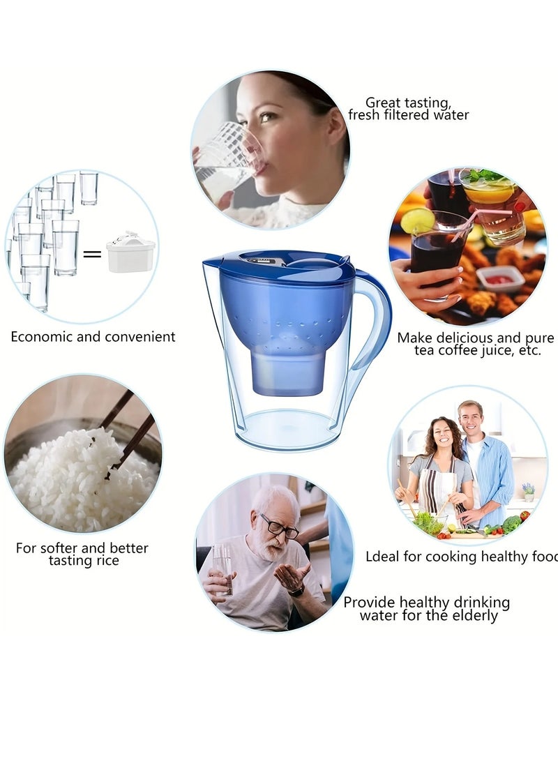 AROAQ Household Water Filter, 3.5L Dispenser Pitcher Mineral Alkaline Water Ionizer Water Filter, Non Toxic Alkaline Activated Carbon Water Purifier And Timer, ( Blue With 1 Filter)  - Image 5