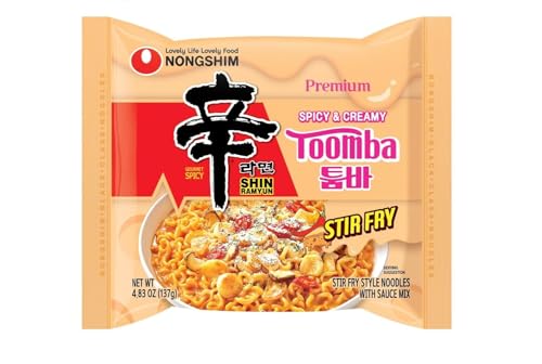Nongshim Ramen Noodles, Gourmet Instant Ramen, Premium Noodle, Spicy Creamy Stir Fry, Shin Toomba, 4.83oz (Pack of 4) - Image 1
