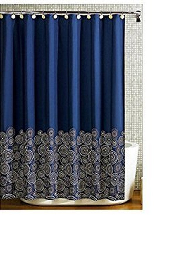 spring Home Navy Blue Fabric Shower Curtain - Image 1