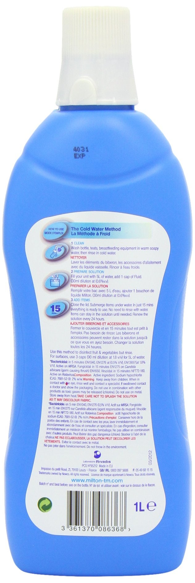 Milton Sterilising Fluid, 1 Litre - Image 2