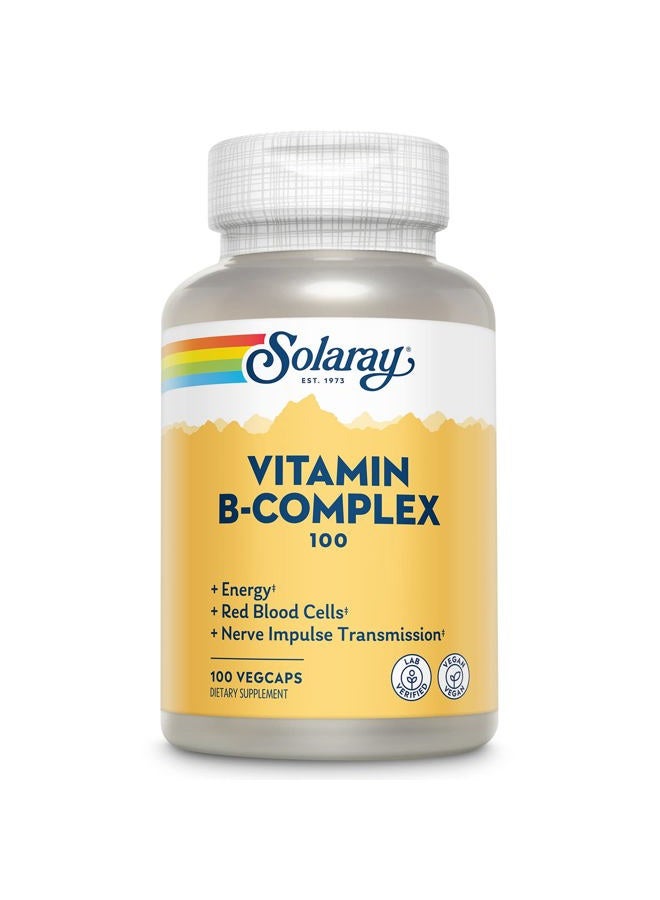 SOLARAY Vitamin B Complex, Healthy Energy Supplement, Red Blood Cell Formation, Nerve & Immune Support, Super B Complex Vitamins with Folic Acid, Vitamin B12, Vitamin B6 & More, Vegan, 100 VegCaps - Image 1