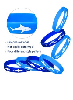 KASTWAVE Sport Wristbands 24 Pcs Blue Silicone Rubber Bracelets for Fitness Wearing Wristband with Shark Motif  - Image 3