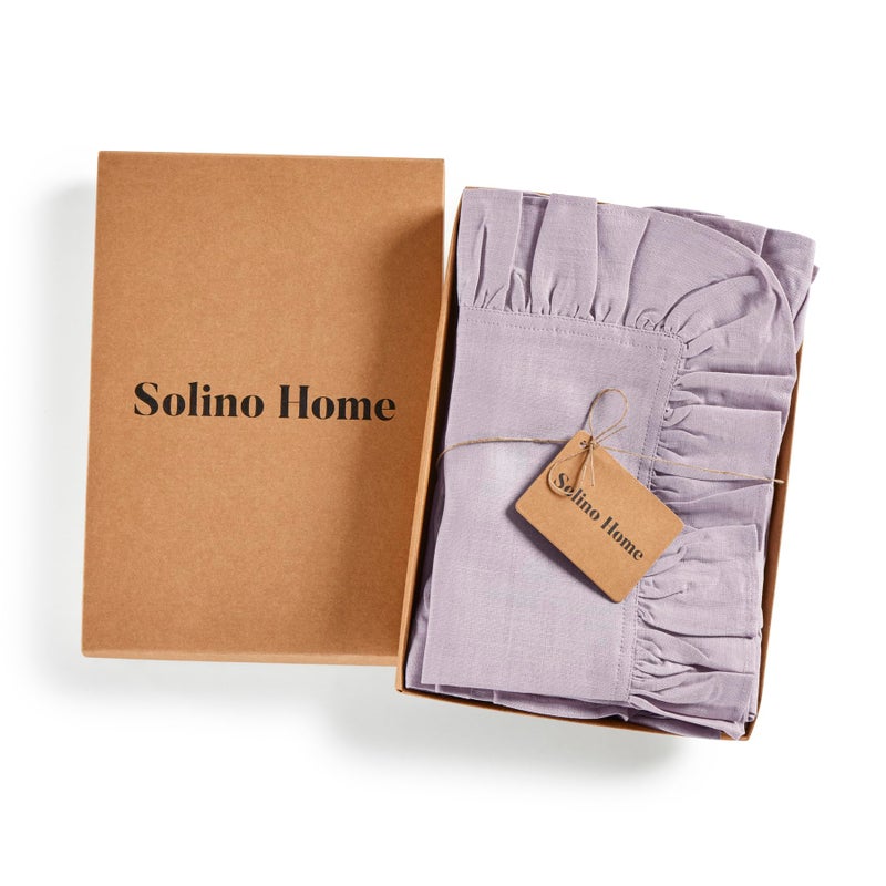 سولينو هوم المناديل المناديل ذات الكتان المنزلي المنزلي Solino مناديل 20 × 20 بوصة - 100 ٪ من المناديل النقي LILAC Lilac Cloth مجموعة من 4 لعيد الفصح الربيعي - غابرييل كشكش مصنوع يدويًا وآلة قابلة للغسل  - Image 3