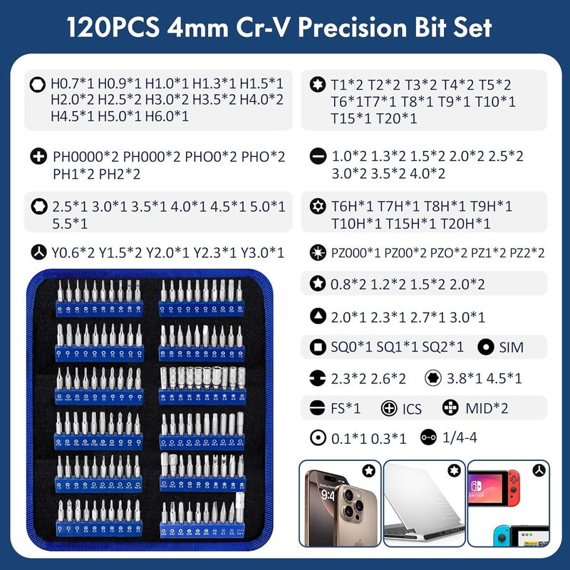 XOOL 140 in 1 Precision Screwdriver Set, Professional Computer Laptop Repair Tool Kit, Electronics Repair Tool with 120 Magnetic Bits, Compatible for Macbook, iPhone, Game Console, Tablet - Image 2