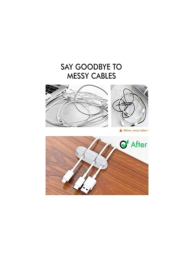 Coralblue - Cable Management Clips for Power Cord, USB Cable, TV Cable, PC, Home and Office, Desktop Cable (3, 5 or 7 Cables) - 3 Pieces - White - Image 2