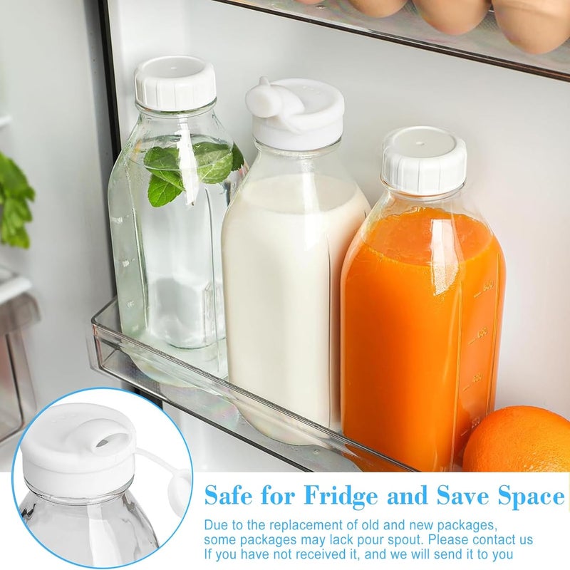 Syntic Liter Glass Milk Bottles w 100% Airtight Heavy Duty Screw Lid & 2 Dispenser- 6 Pack 32 Oz Drinking Jars - Food Grade Glass Bottles for Milk, Honey, Jam - Dishwasher Safe(Extra 2 Lids and Stickers) - Image 3