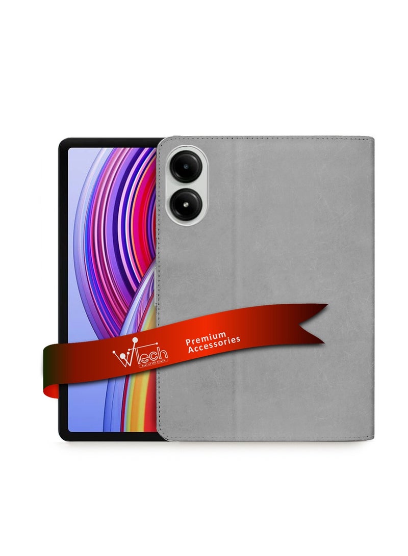 Wtech Xiaomi Redmi Pad Pro 2024 / Xiaomi Poco Pad 2024 12.1 Inch / Xiaomi Poco Pad M1 2025 /  Xiaomi Redmi Pad 2 Pro 2025 PU Leather Magnetic Closure Flip Case Cover - Grey - Image 1