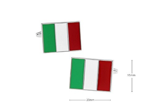 MRCUFF Italian Flag Italy Pair Cufflinks in a Presentation Gift Box & Polishing Cloth - Image 2