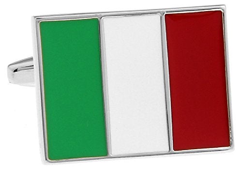 MRCUFF Italian Flag Italy Pair Cufflinks in a Presentation Gift Box & Polishing Cloth - Image 1