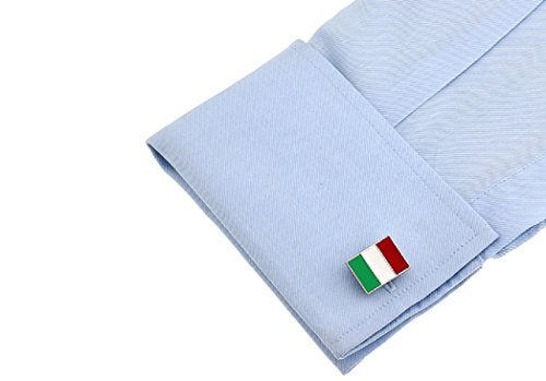 MRCUFF Italian Flag Italy Pair Cufflinks in a Presentation Gift Box & Polishing Cloth - Image 3
