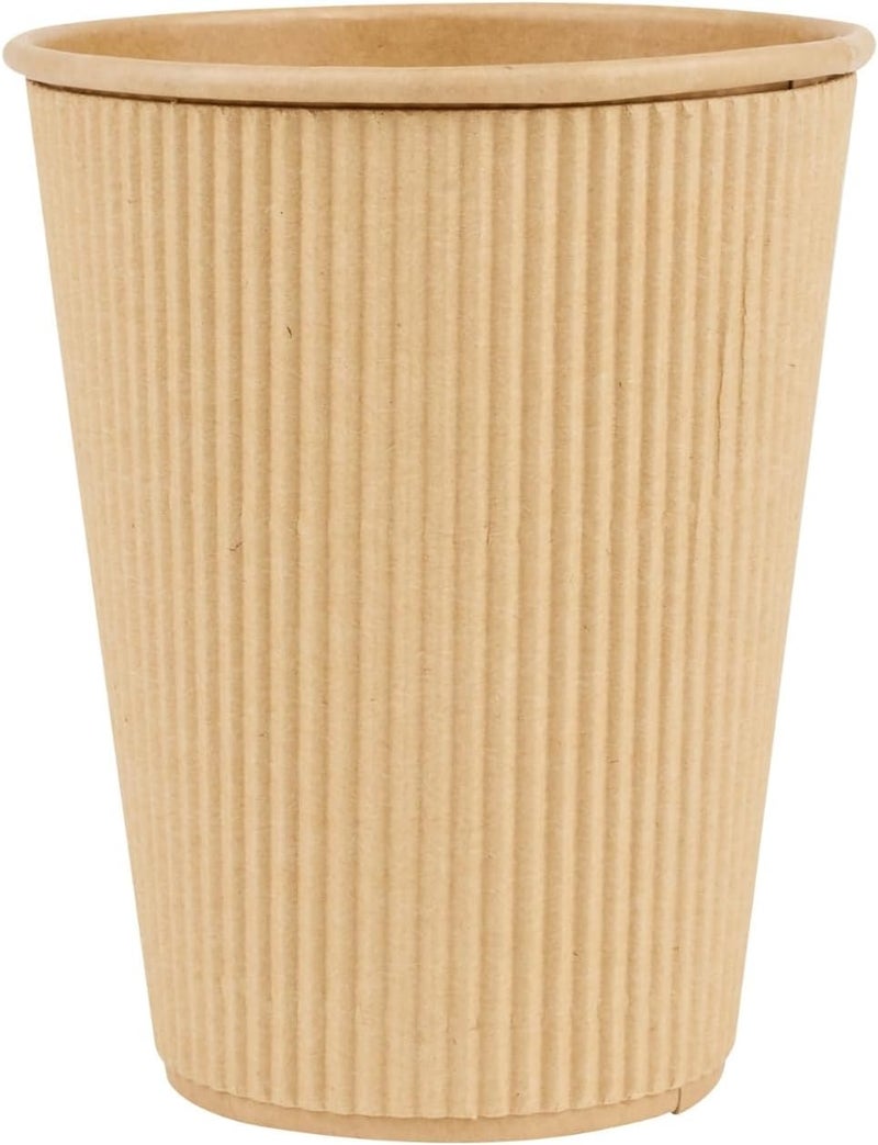 Restaurantware 500-CT Disposable Kraft 12-OZ Hot Beverage Cups with Ripple Wall Design: No Need for Sleeves - Perfect for Cafes - Eco-Friendly Recyclable Paper - Insulated - Wholesale Takeout Coffee Cup - Image 2