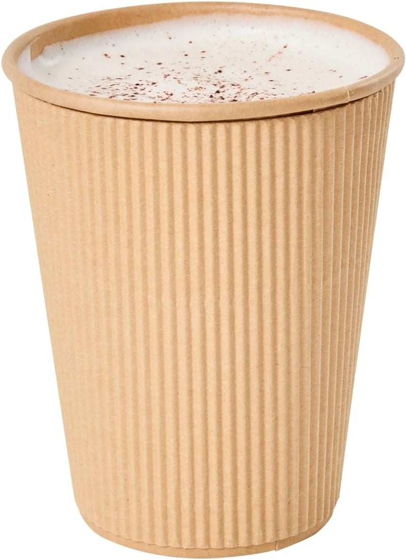 Restaurantware 500-CT Disposable Kraft 12-OZ Hot Beverage Cups with Ripple Wall Design: No Need for Sleeves - Perfect for Cafes - Eco-Friendly Recyclable Paper - Insulated - Wholesale Takeout Coffee Cup - Image 1