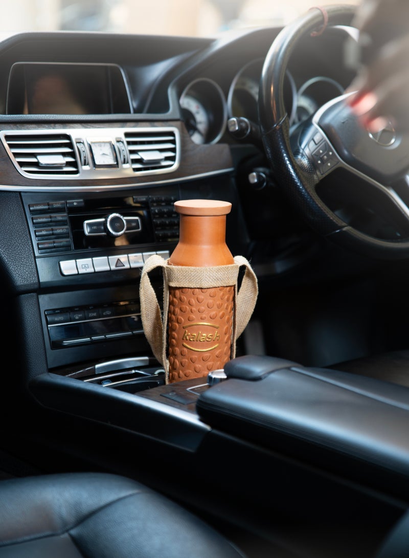 kalash MY KALASH 100% Terracotta (Mitti) Bottle | Travel Friendly, Amazing Desk Bottle | Leak Proof and Keeps Water Cold | 800ml Capacity Water Bottle with Free Jute Bag | Environment Friendly - Image 5