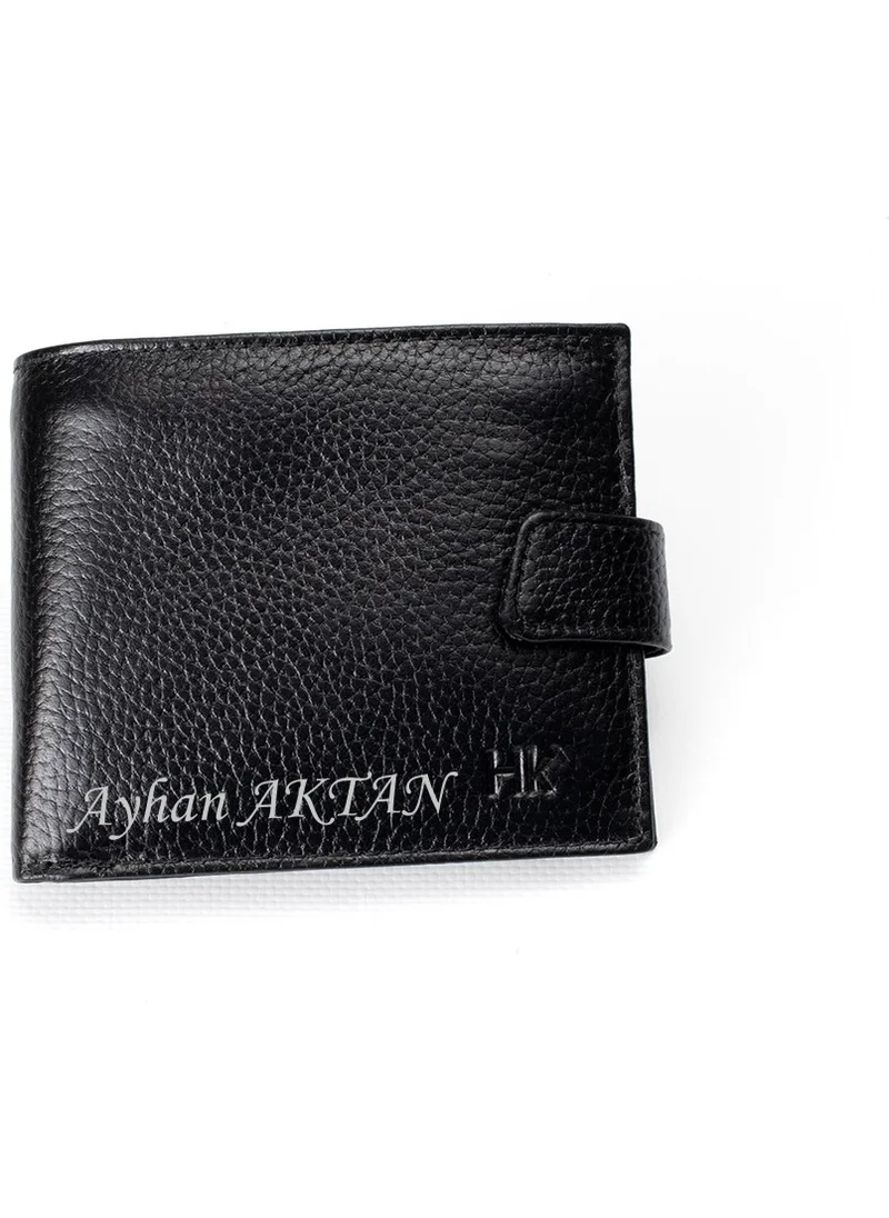 Hky Leather External Snap Detail Side Model Personalized Men's Wallet