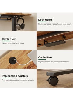 NKX Multifunctional Adjustable Height Gaming Desk with Remote, Handle Rack, Cup Holder, USB Socket and Headphone Hook 120 CM  - Image 5