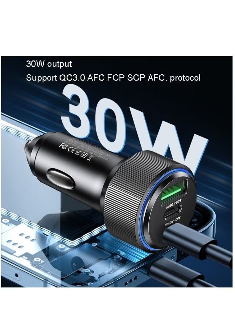 Yesido Y60 Dual Port Super Fast Car Charger – USB-C & USB-A Car Adapter with 1 Meter USB to iPhone Charging Cable – High-Speed Car Charger for iPhone & USB-C Devices – Compact, Safe, and Efficient for Travel, Commute & Daily Use  - Image 2