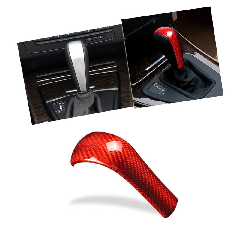 Carbon Fiber Gear Shift Knob Cover Auto Interior Accessory Black Red Decoration - Image 2