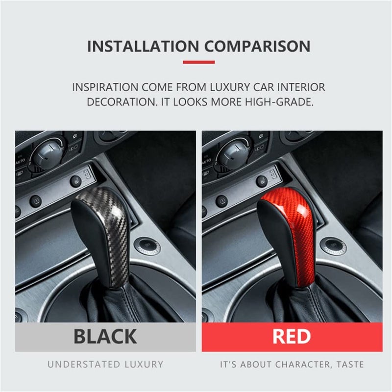 Carbon Fiber Gear Shift Knob Cover Auto Interior Accessory Black Red Decoration - Image 5