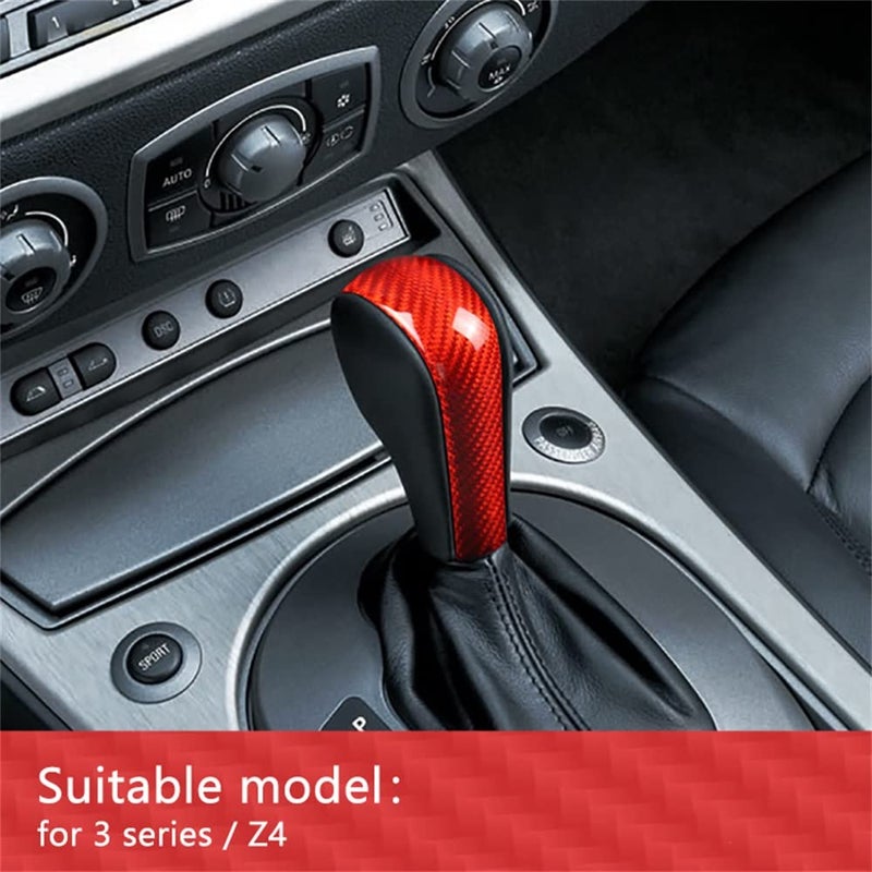 Carbon Fiber Gear Shift Knob Cover Auto Interior Accessory Black Red Decoration - Image 4
