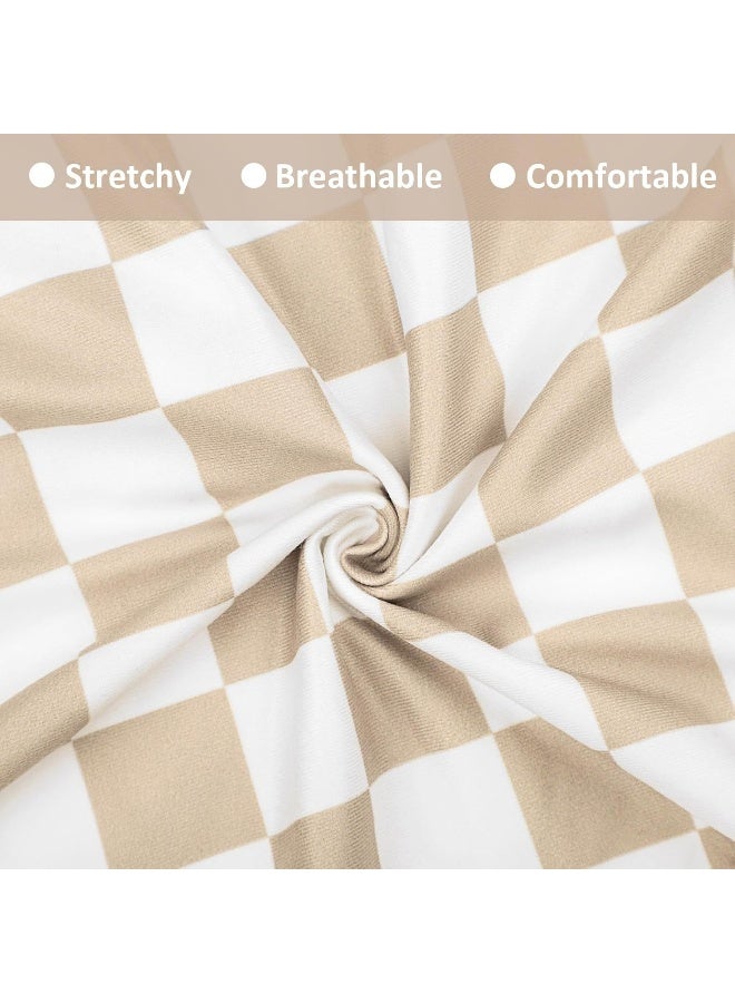 DILIMI Nursing Pillow Cover, Stretchy Removable Case for Breastfeeding Pillows, Ultra Soft Comfortable Slipcover for Baby Girl and Boy, Light Brown Checkerboard - Image 2