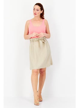 Zero Women Textured Mini Skirt, Beige  - Image 4