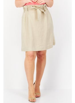 Zero Women Textured Mini Skirt, Beige  - Image 1