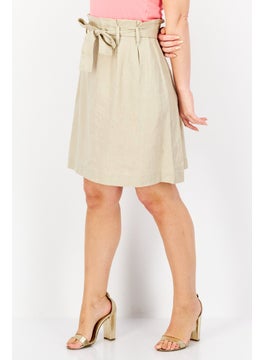 Zero Women Textured Mini Skirt, Beige  - Image 3