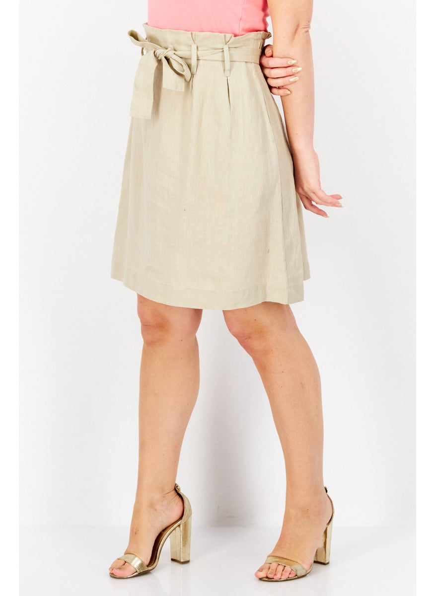 Zero Women Textured Mini Skirt, Beige  - Image 3