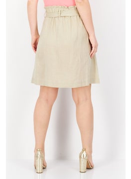 Zero Women Textured Mini Skirt, Beige  - Image 2