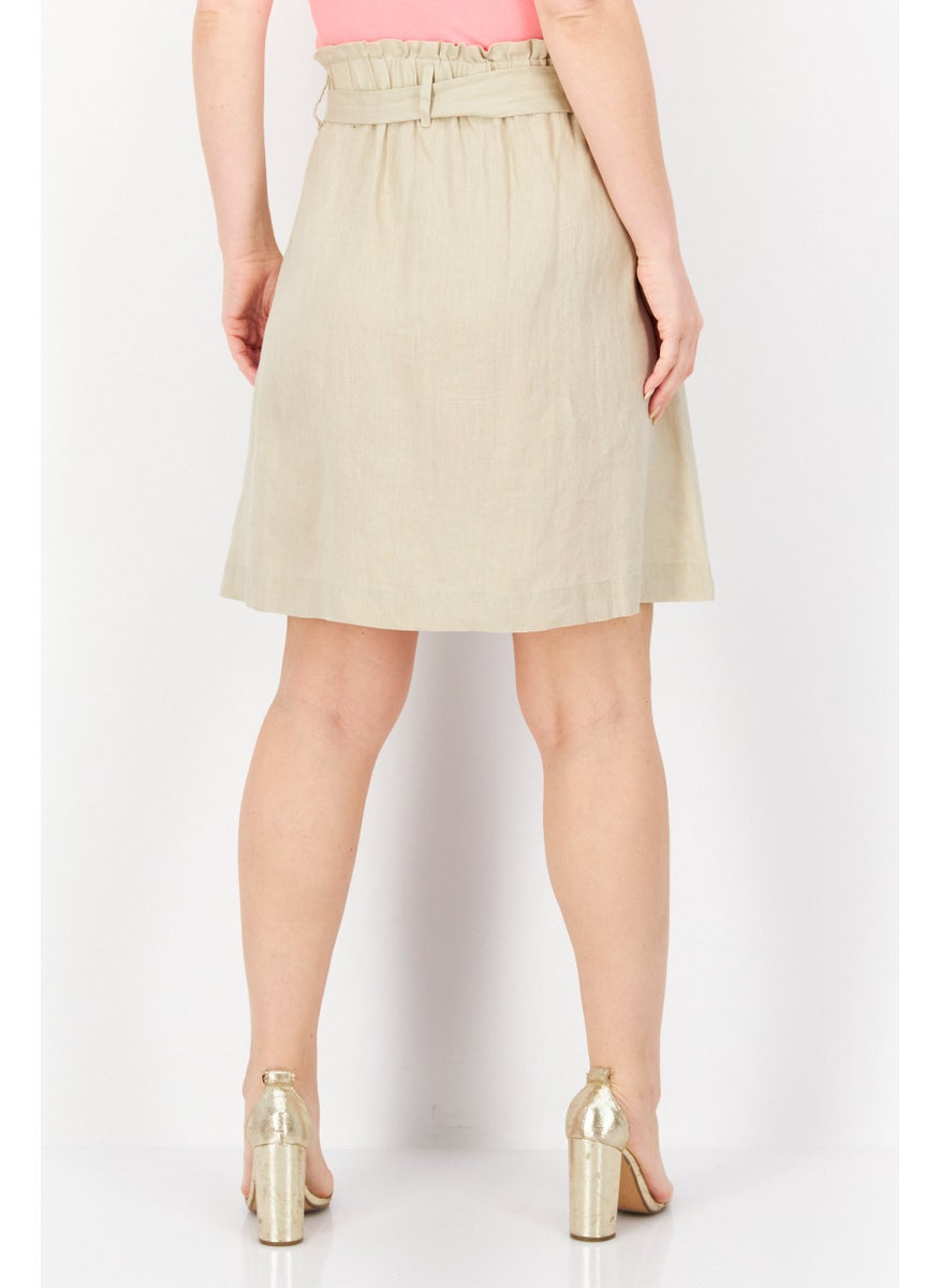 Zero Women Textured Mini Skirt, Beige  - Image 2