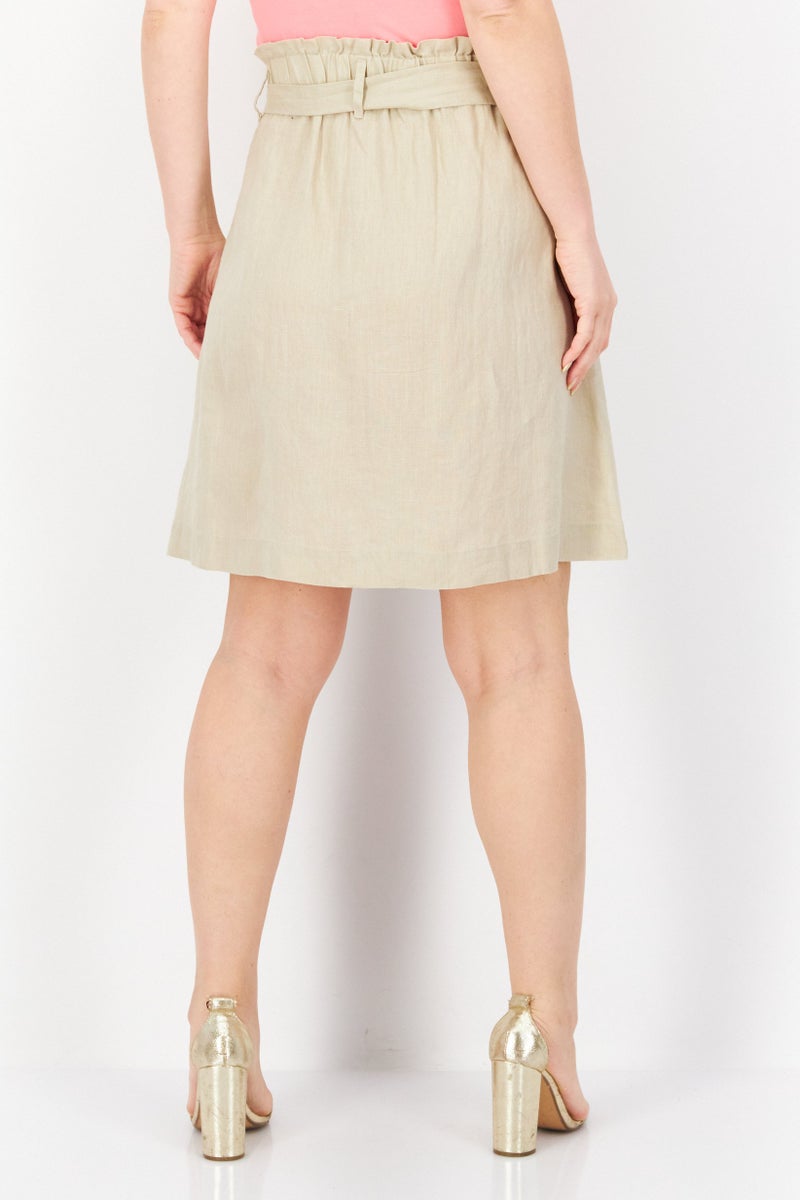 Zero Women Textured Mini Skirt, Beige - Image 2
