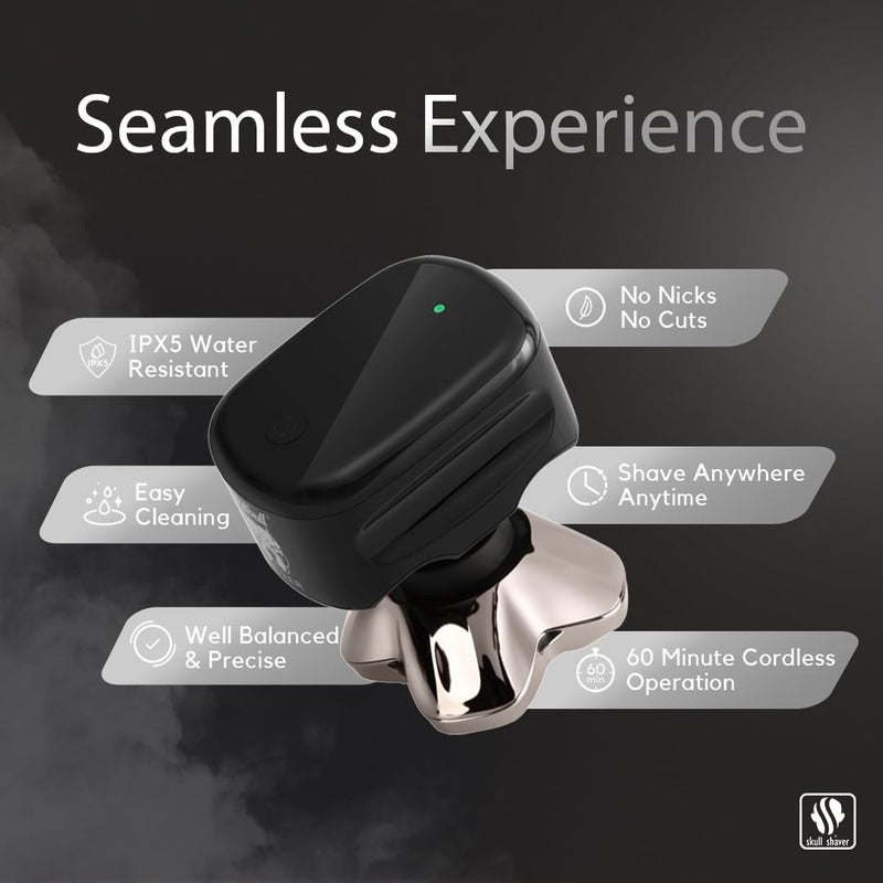 Skull Shaver Pitbull Silver PRO Head & Face Shaver - Premium Cordless Electric Shaver for Wet & Dry Shaving - Ergonomic & Easy-to-Clean Design - Includes Travel Pouch - Image 4