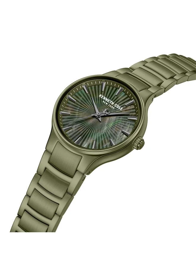 كينيث كول نيو يورك ساعة مونرو نسائية بسوار ستانلس ستيل وميناء من عرق اللؤلؤ أخضر -  مم