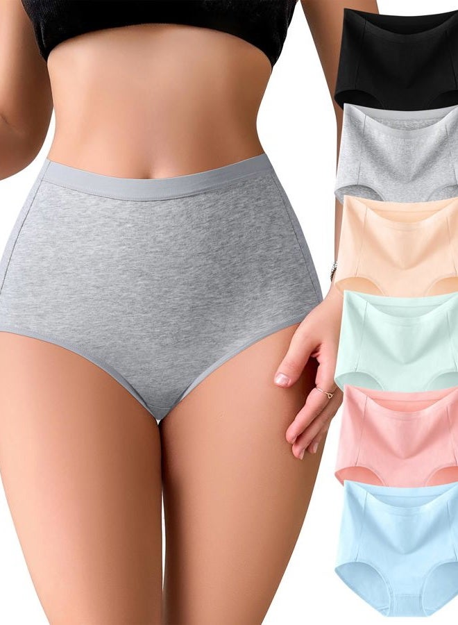 Envlon Womens Cotton Underwear High Waisted Panties Soft Stretch Full Coverage Postpartum Ladies Briefs Multi Pack, Multicolored,6pack, M - Image 1