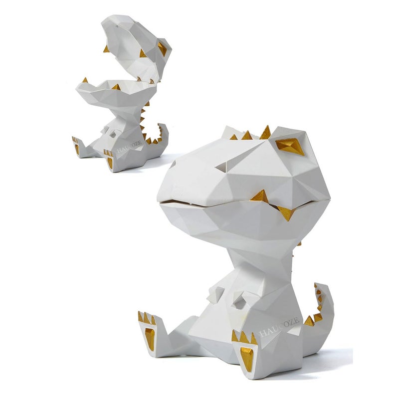 HAUCOZE HAUCOZE Dinosaur Statue Candy Dish Key Bowl Dino Gifts Sculpture Modern Home Decor Accessories Pop Arts Polyresin Cookie Jar White 75 inch 