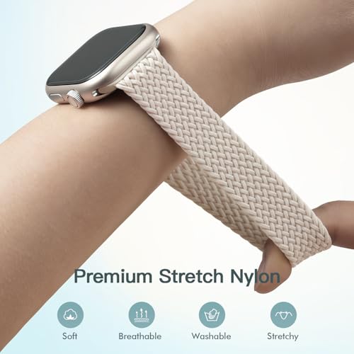 EVIE BAND Braided Band Compatible with Apple Watch Bands for Women 40mm 46mm 38mm 41mm 42mm 45mm 49mm Men, Magnetic Clasp Loop Nylon Stretchy Sport Strap for iWatch Series 11 10 9 8 7 6 5 4 3 2 SE - Image 3