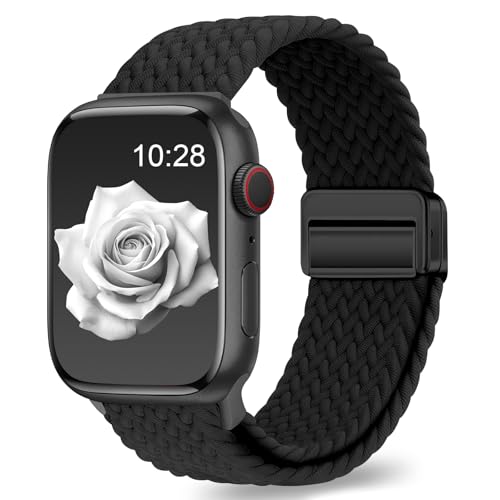 EVIE BAND Braided Band Compatible with Apple Watch Bands for Women 40mm 46mm 38mm 41mm 42mm 45mm 49mm Men, Magnetic Clasp Loop Nylon Stretchy Sport Strap for iWatch Series 11 10 9 8 7 6 5 4 3 2 SE - Image 1