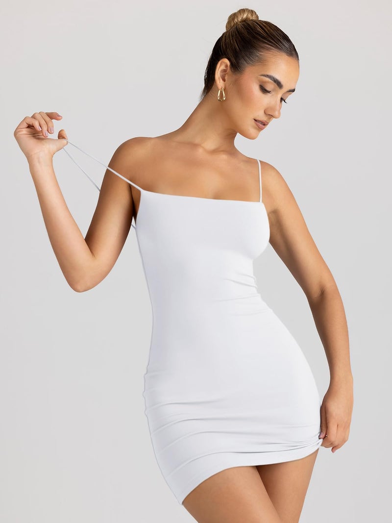 LILLUSORY Women's Mini Sexy Bodycon Dress 2026 Spring Fashion Summer Going Out Short Backless Party Club Dresses Beach Vacation Outfits Y2k Clothes White S - Image 3