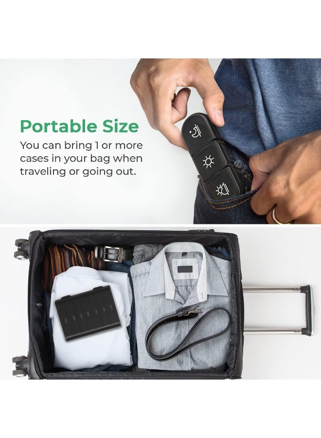 ECVV SHOWAY Weekly Pill Organizer 3 Times a Day, Portable Travel Pill Box 7 Day with Large Pill Containers, Light-Proof Pill Case for Vitamins, Medication, Supplements and Fish Oils (Black) - Image 3