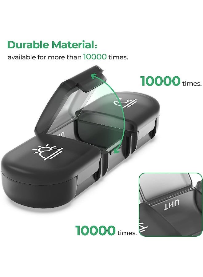 ECVV SHOWAY Weekly Pill Organizer 3 Times a Day, Portable Travel Pill Box 7 Day with Large Pill Containers, Light-Proof Pill Case for Vitamins, Medication, Supplements and Fish Oils (Black) - Image 5