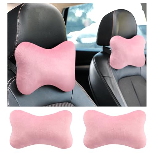 YGDMD 2PCS Car Headrest PillowSoft Comfortable Car Neck Pillow for Driving Fatigue RelieveAllSeason Universal Cars Head Rest Pillows Automotive Interlor Accessorles for Cars Pink2PCS - Image 1