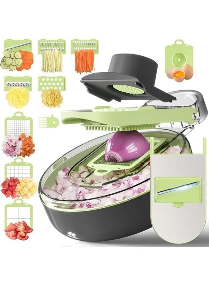 13 in 1 Vegetable Cutter for Chopping Vegetables, Onions, Tomatoes, Potatoes with Draining Storage Container and Hand Protector Make chopping vegetables and fruits quick, precise and effortless A - Image 1